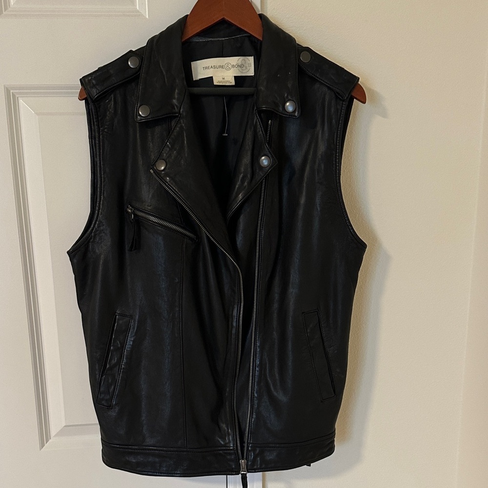 Treasure & Bond Black Leather Vest